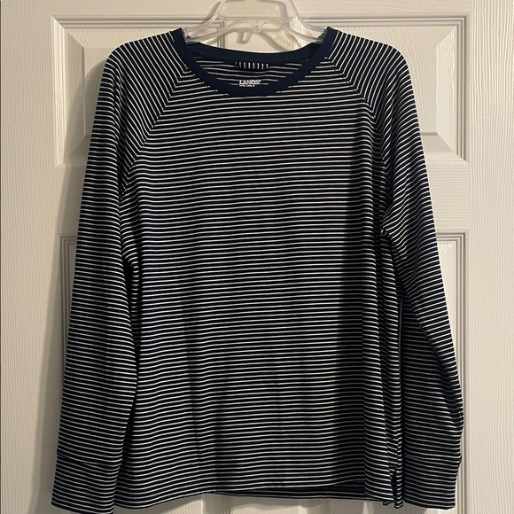 NWOT Lands' End Navy and White Striped PJ’s Size Large 14-16 - Picture 2 of 6
